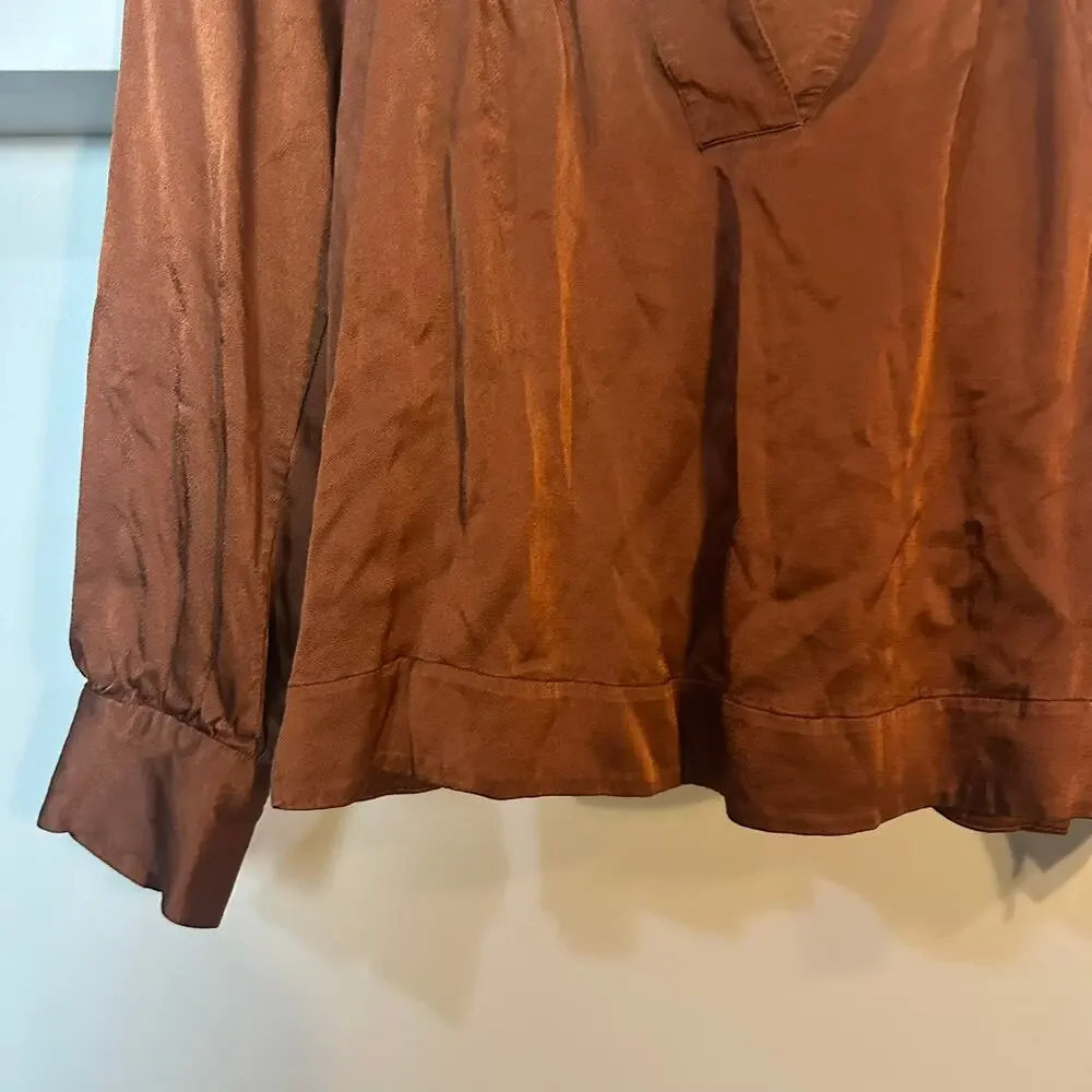 Rails Wynna Top Cedar Brown/Orange Silky Blouse SZ SMALL MSRP $234 EUC - Picture 6 of 16